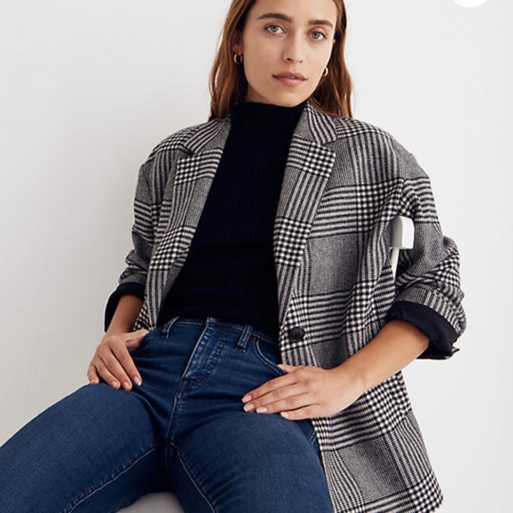 Madewell Oversized Dorset Blazer in Adkins Plaid Size Small NWT